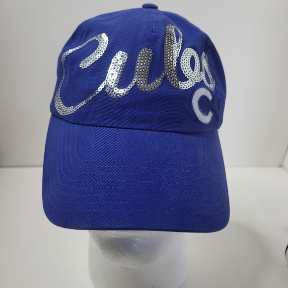 MLB Genuine Merchandise 47 Brand Women’s Cap With Cubs In‎ Silver Sequins Hat - Picture 1 of 12